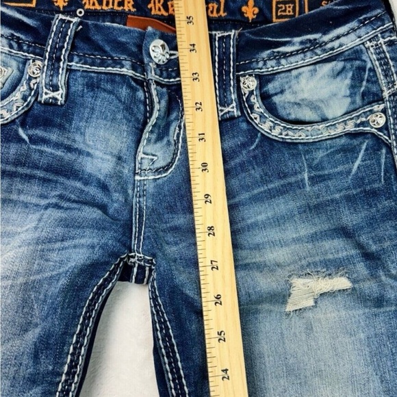 Rock Revival Low Rise Stacey Distress Glittered Pockets Skinny Jeans Size 28 - Picture 9 of 13